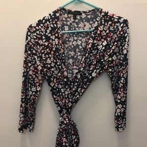 Banana Republic Blue Pink White Wrap Dress, Size M